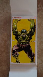 Hulk Strength card from the Tarocchi Marvel (Red)