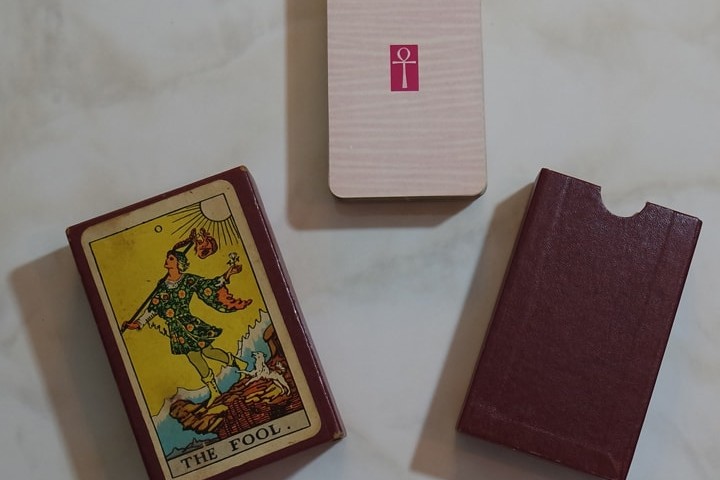 First edition deck with Fool card glued to the front